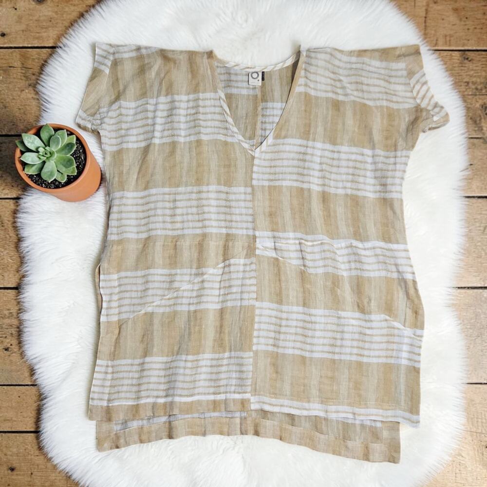 Anthropologie AKEMI + KIN Tan Print Linen  Swim Cover Beach Tunic M
